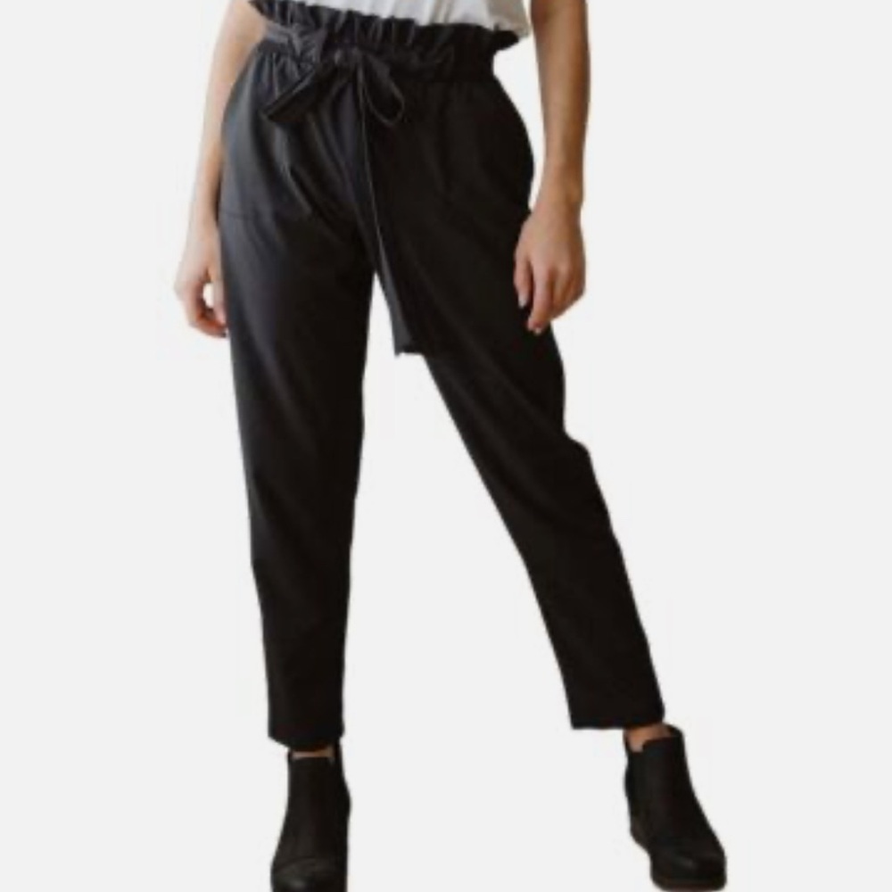 Black Women's Paperbag Waist Pants